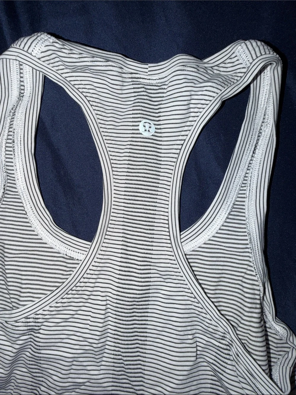 lululemon athletica White & black Striped swiftlytech Racerback Tank